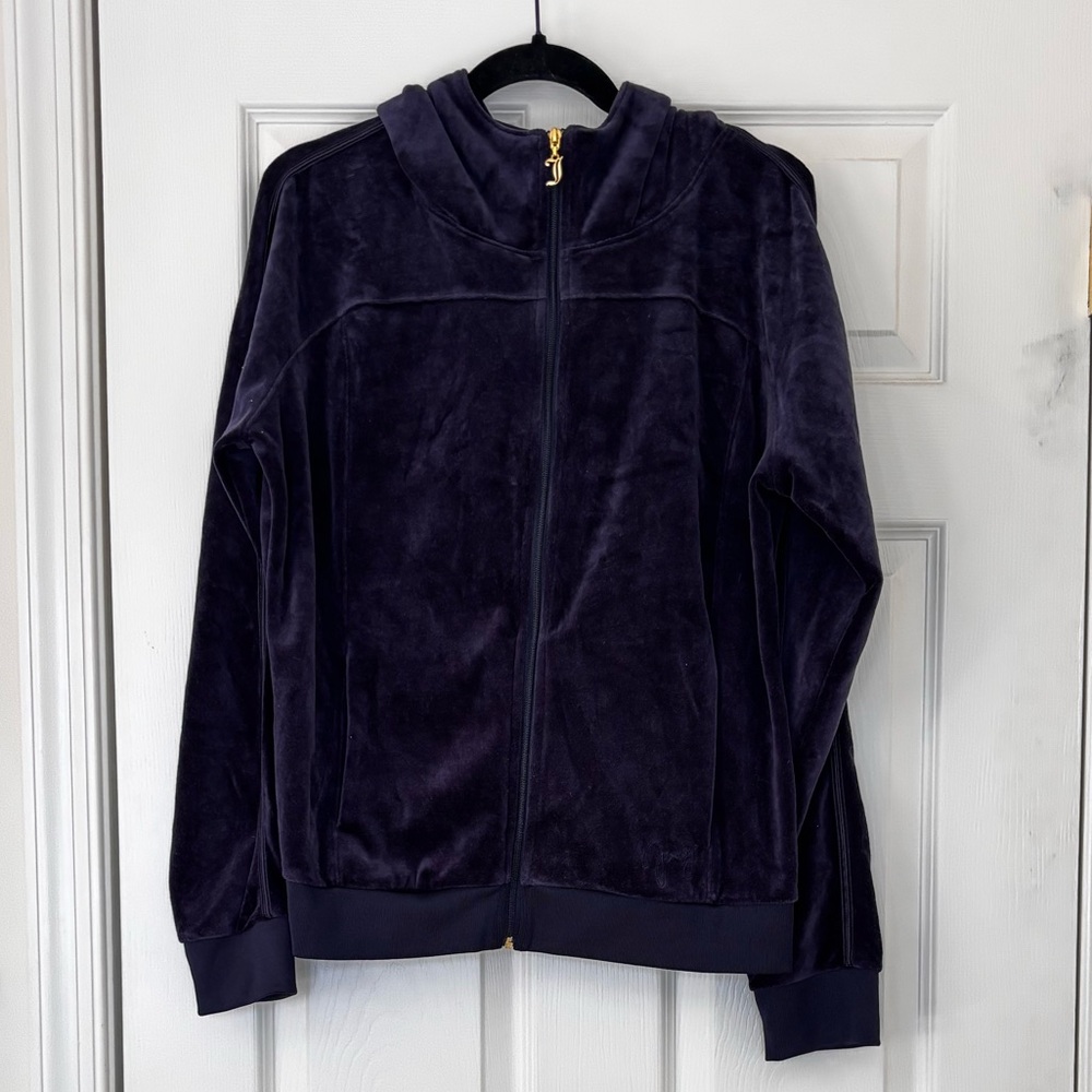 Juicy Couture Cotton Blend Velour Y2K Full Zip Hooded Track Suit Jacket